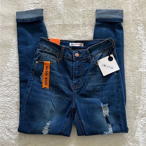 Simple Young Basics High Rise Curvy Skinny Ankle Lenght Jeans - Picture 1 of 7